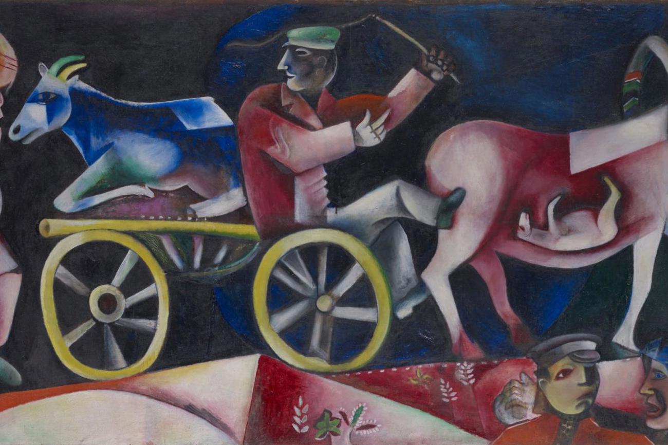 Der Viehhändler (Le marchand de bestiaux), 1912, Öl auf Leinwand: Marc Chagall stellt das Leben ostjüdischer Juden mit modernen Stilmitteln dar. | Kunstmuseum Basel, mit einem Beitrag von Dr. h. c. Richard Doetsch-Benziger erworben, Foto: Kunstmuseum Basel, Martin P. Bühler