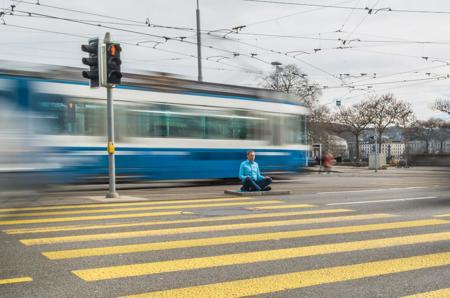 Meditieren auf dem Bürkliplatz