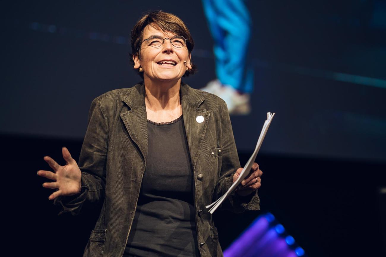 Theologin Christina Aus der Au setzte mit ihrem Referat über das biblische Zinsverbot bewusst einen Kontrapunkt am Forum christlicher Führungskräfte. (Bilder: Daniel Frauchiger)