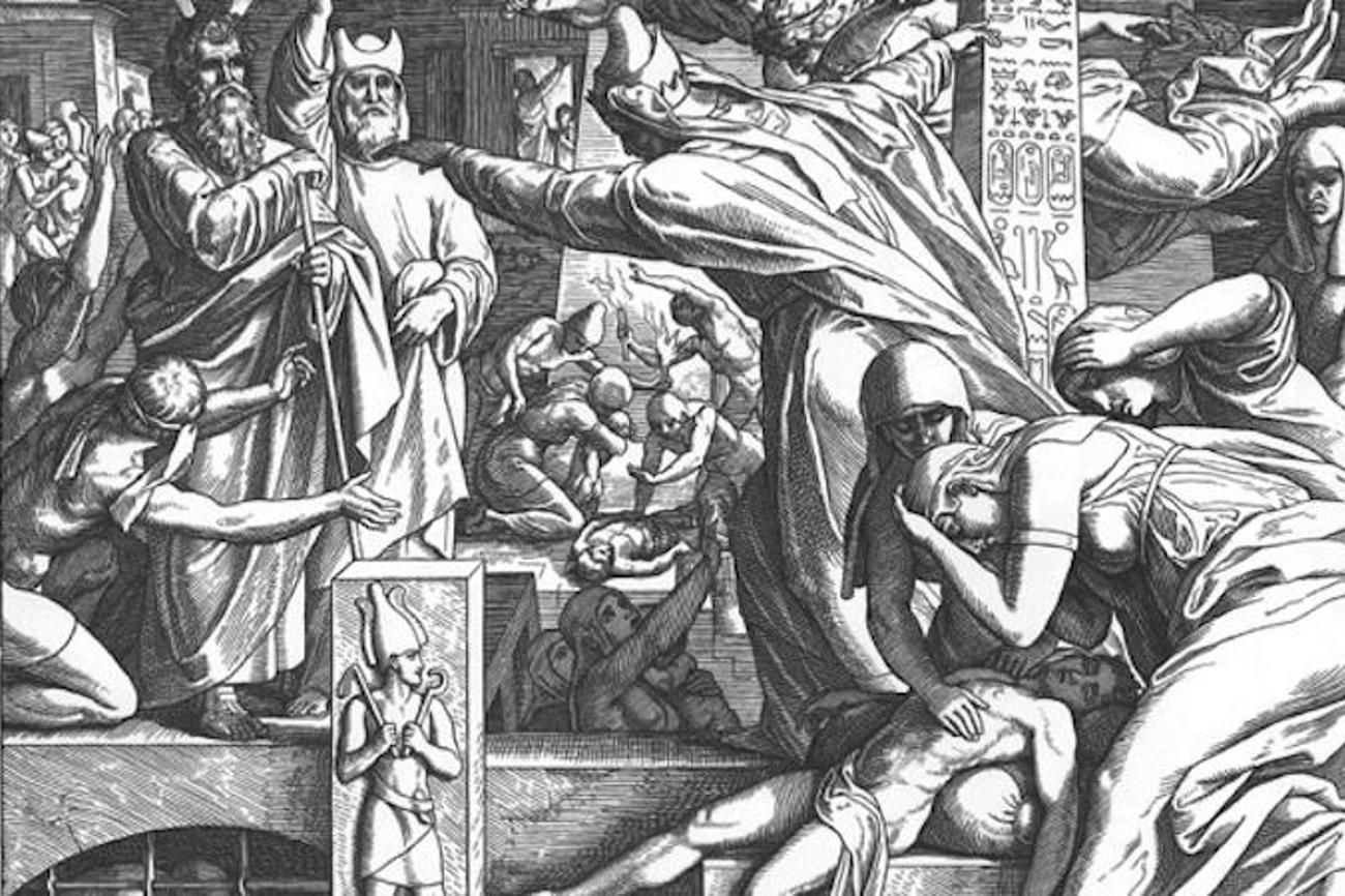 In biblischen Zeiten erlebten die Menschen Hungersnöte, Pest und Heuschreckenplagen. |Julius Schnorr von Carolsfeld, aus «Bibel in Bildern», 1860